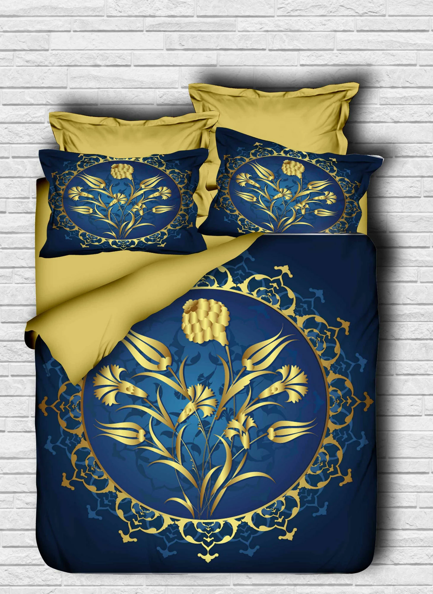 Set mbulesë për jorgan king size, ngjyrë ari dhe kaltër, L'essentiel, 140