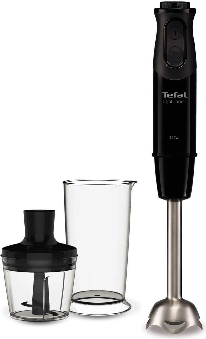 Blender dore, Tefal HB641838, 800 W, 10 shpejtësi + turbo, me gotë matëse 800 ml dhe grirës 500 ml, i zi, set 2 pjesë