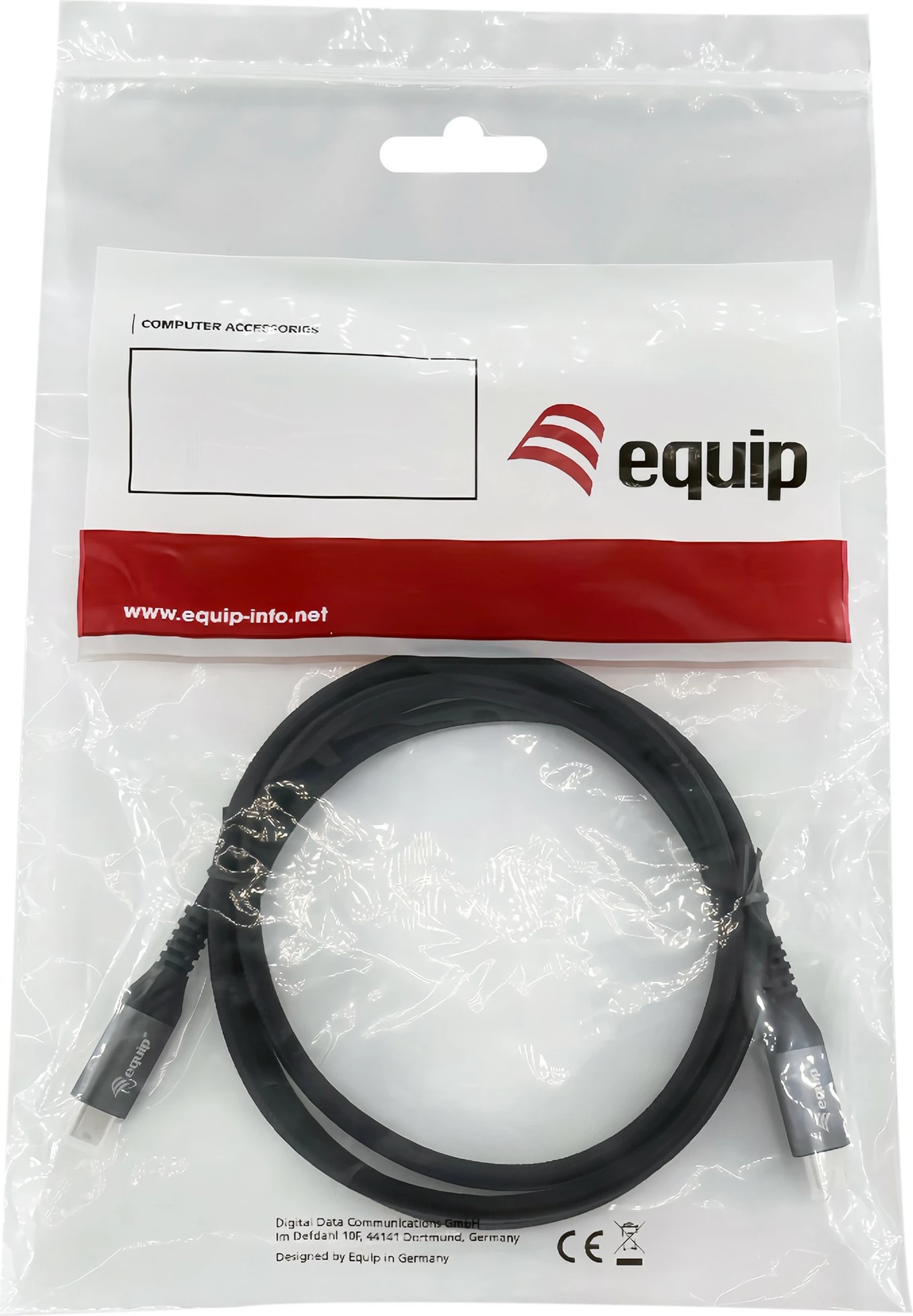 Kabëll USB-C Equip 128381, USB4 Gen 3x2, 1.2m, 40Gbps, 240W, e zezë