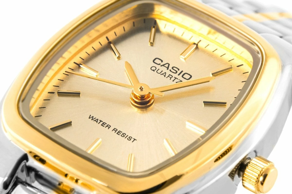 Orë dore për femra Casio LTP-1169G-9ARDF, quartz, analoge, rezistente ndaj ujit 20 m, argjend/e artë, me kuti