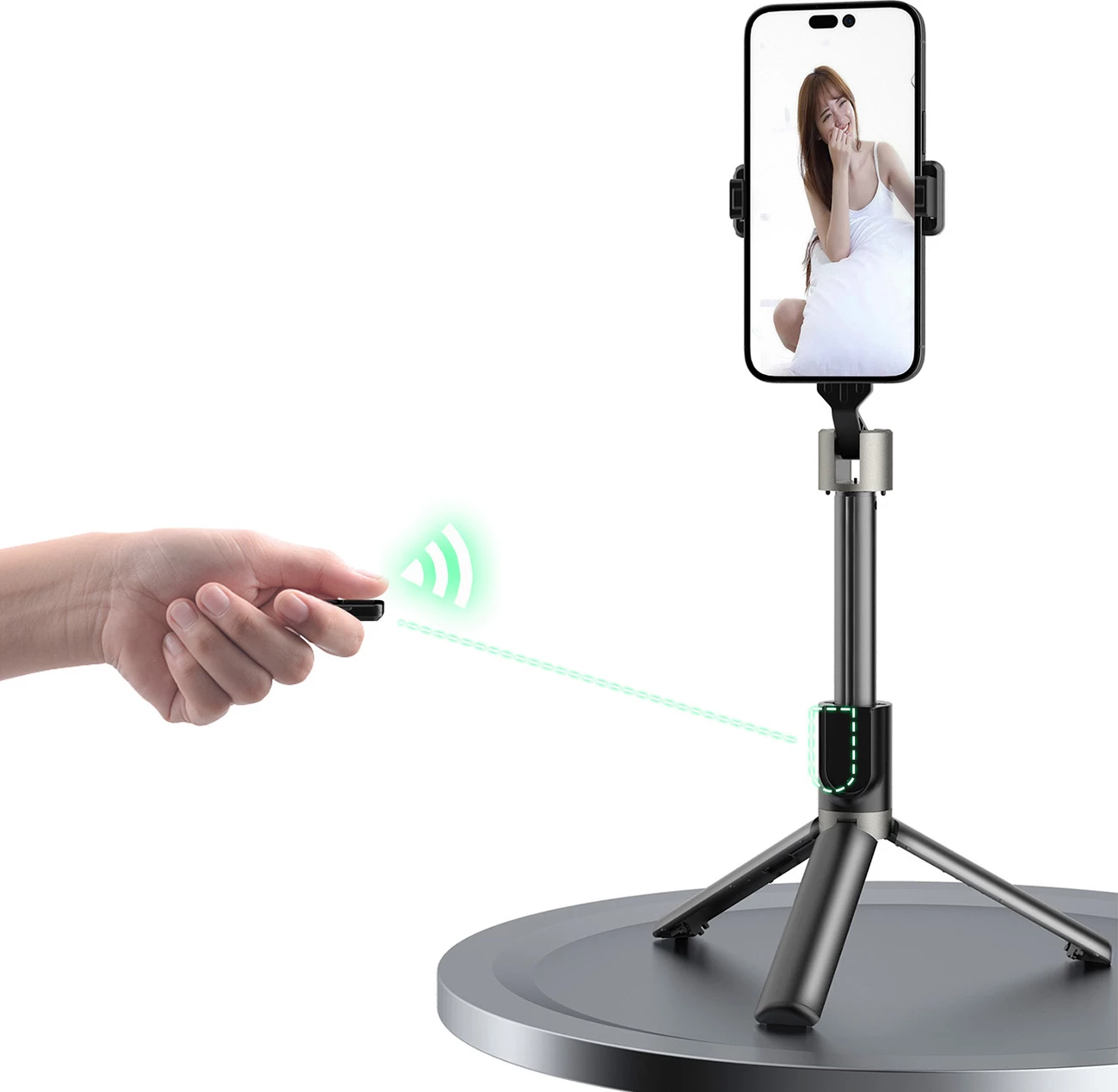 Shkop selfie Dudao F18 1.1 m me tripod dhe telekomandë Bluetooth, i zi