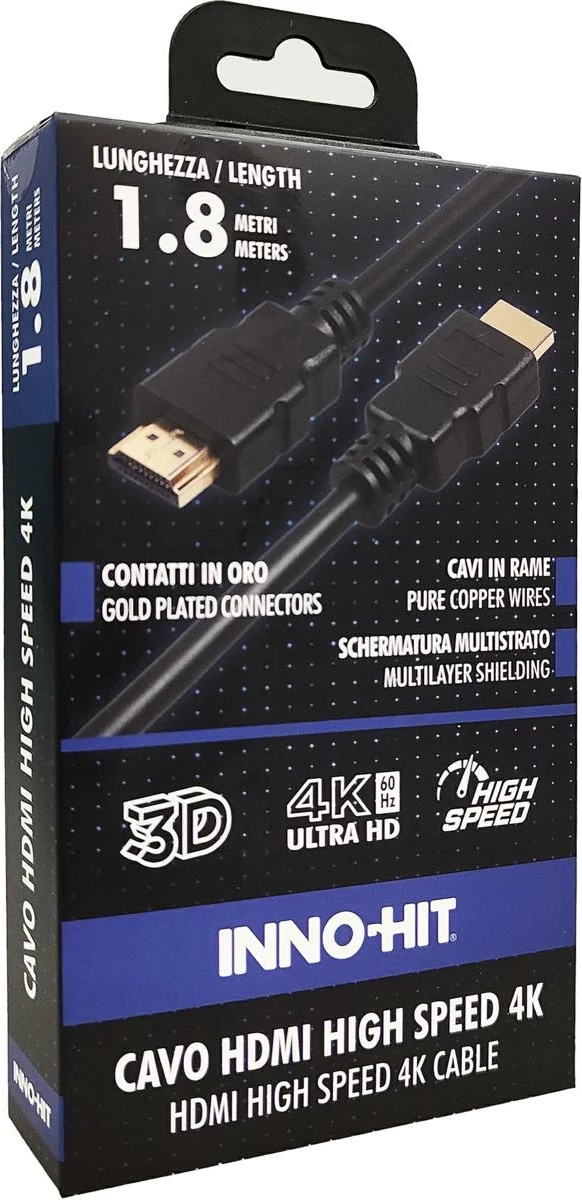 Kabëll HDMI Inno-Hit 4K HDR 60hz 1.8m, Nero