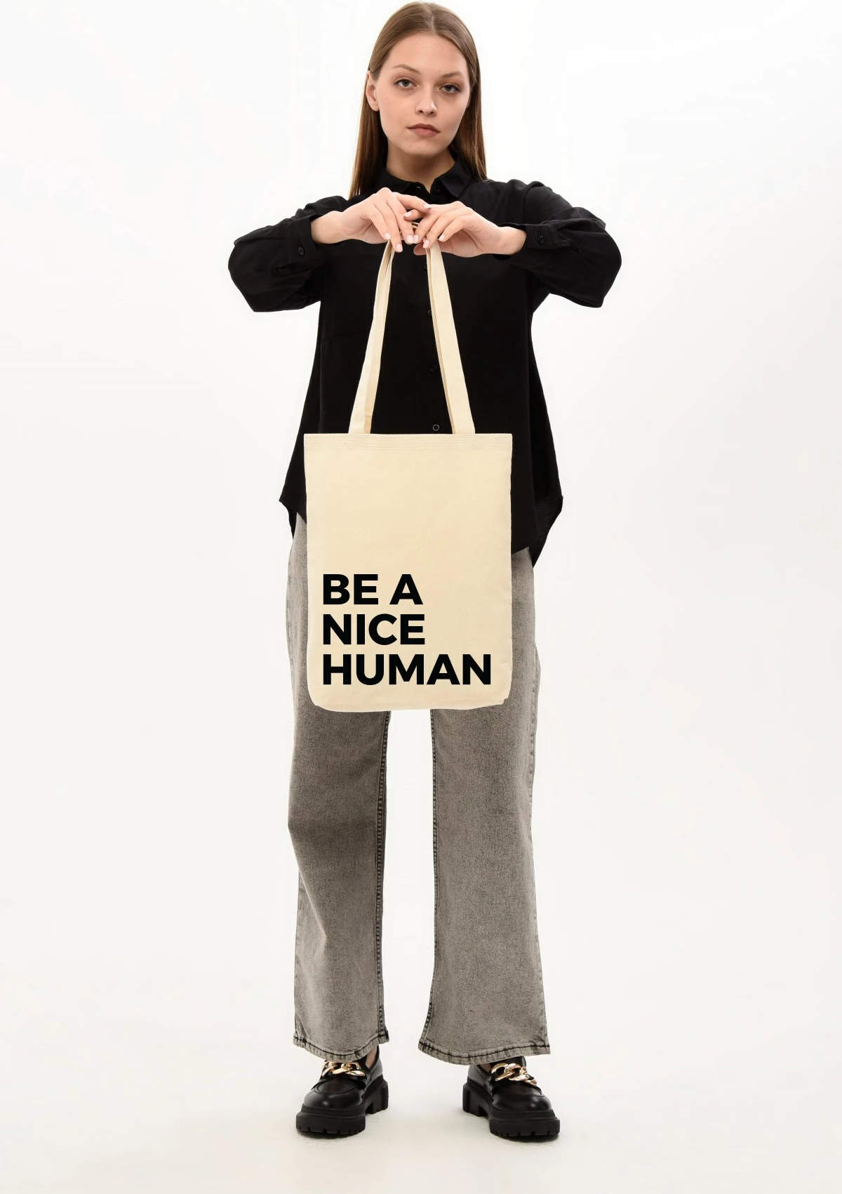 Qese tote Zoozie Bags, krem, 35x40x8cm