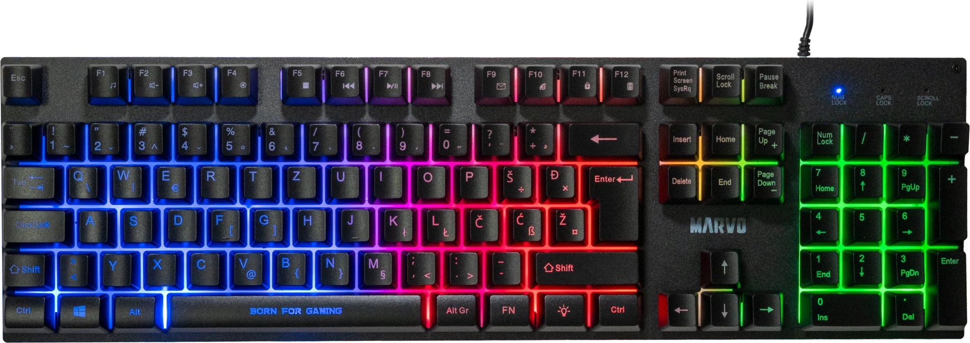 Set periferikësh gaming Marvo CM416 4në1, tastierë 104 taste membrane, maus 8000 DPI, kufje over-ear 50 mm, layout SLO/HR, i zi