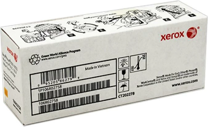 Toner Xerox 106R02758 kapacitet standard 1000 faqe për Phaser 6020/6022 dhe WorkCentre 6025/6027, e verdhë