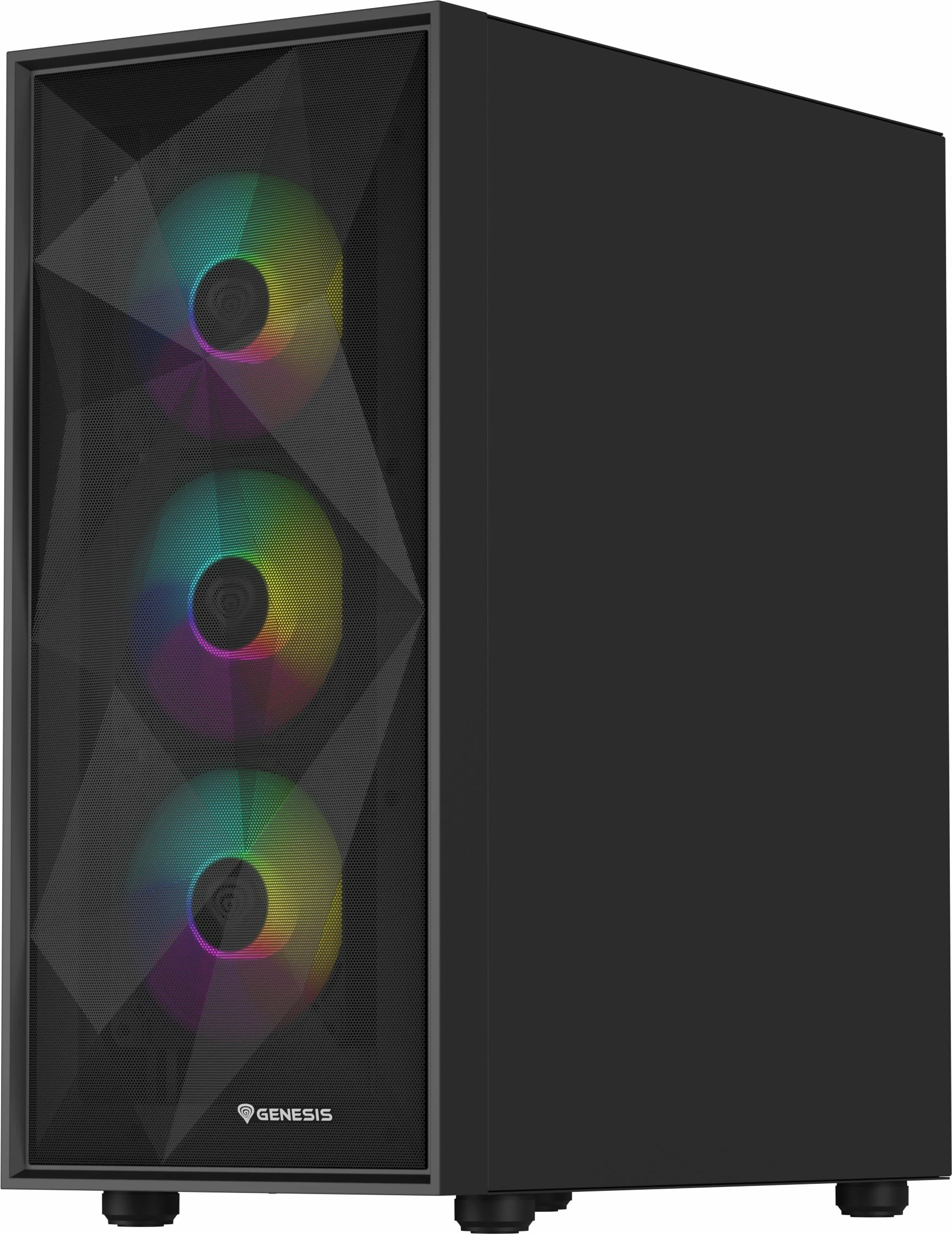 Kasë GENESIS Diaxid 605 ARGB NPC-2172 Midi Tower, ATX/mATX/Mini-ITX, USB-C, pa PSU, e zezë