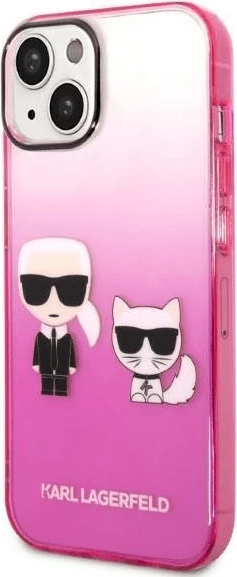 Mbështjellës KARL LAGERFELD KLHCP14MTGKCP për iPhone 14 Plus, Full Body Protection, rozë gradient