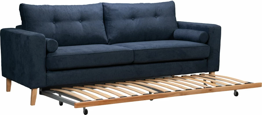 Krevat-sofë treshe, ngjyrë blu lino 89, 218x85x87 cm