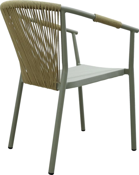 Karrige alumini me krahë e grumbullueshme me kornizë kafe-textilene-pe rattan 56x63x82cm