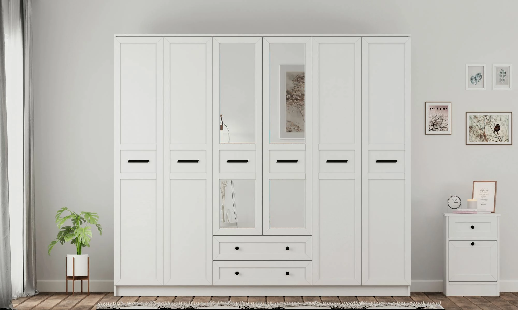 Dollap rrobash Skye Decor, ngjyrë e bardhë mat, RB-168-01-013, 210x210x52cm