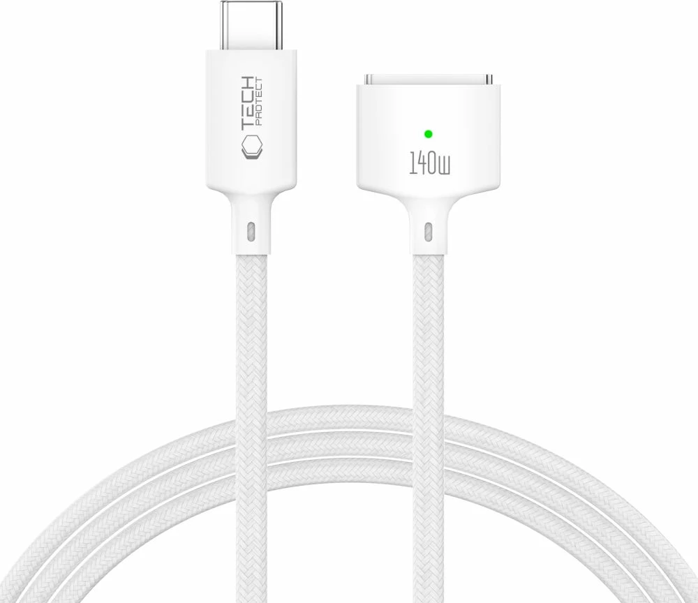 Kabllo USB-C në MagSafe 3 Tech-Protect MMC01 Ultraboost 140W 2m, e bardhë, 1 copë