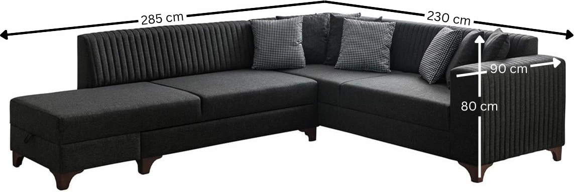 Kënd-sofë shtrat Atelier del Sofa, West majtas, ngjyrë antracit