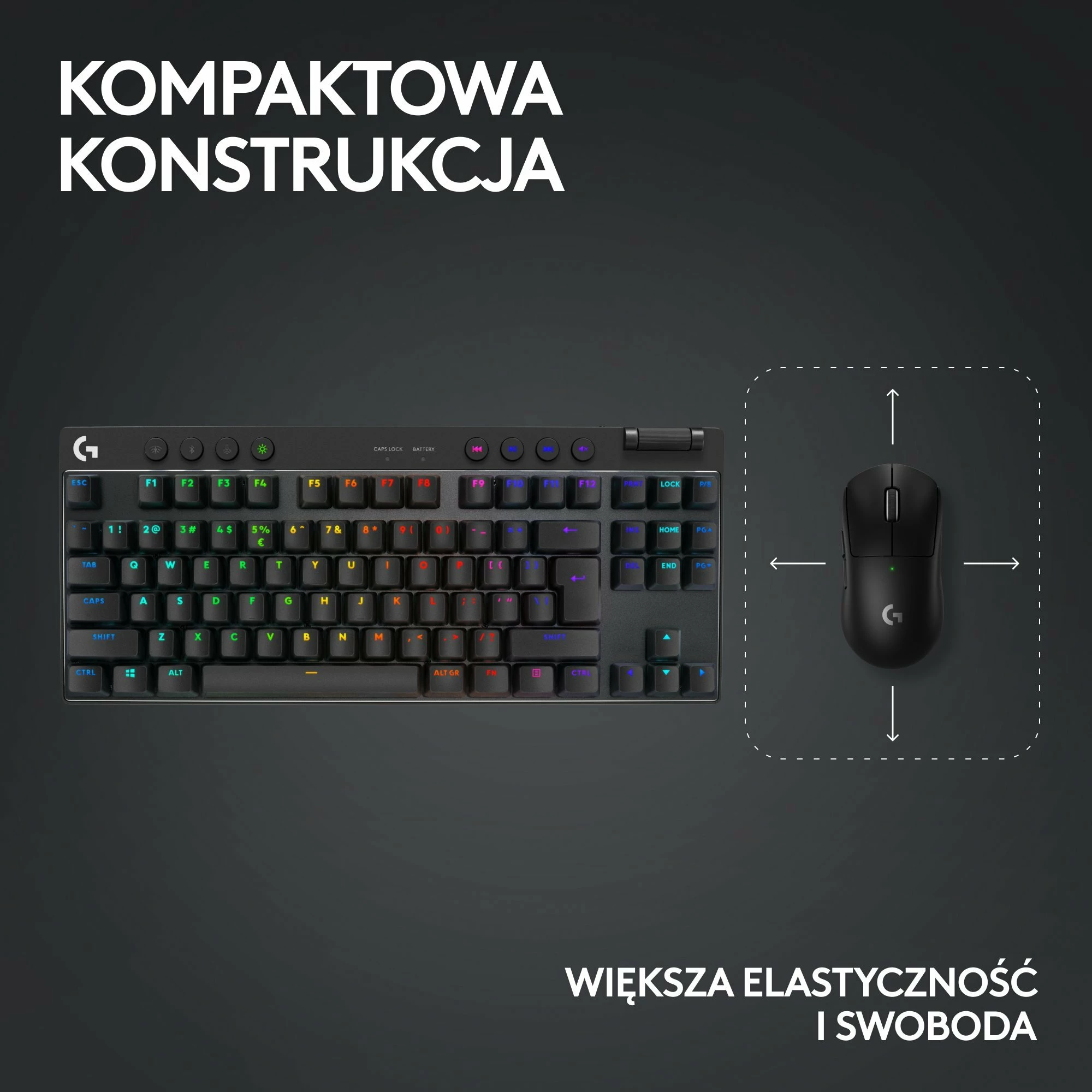 Tastierë gaming mekanike Logitech PRO X TKL Lightspeed GX Brown (920-012136), wireless, RGB, US INTL, e zezë