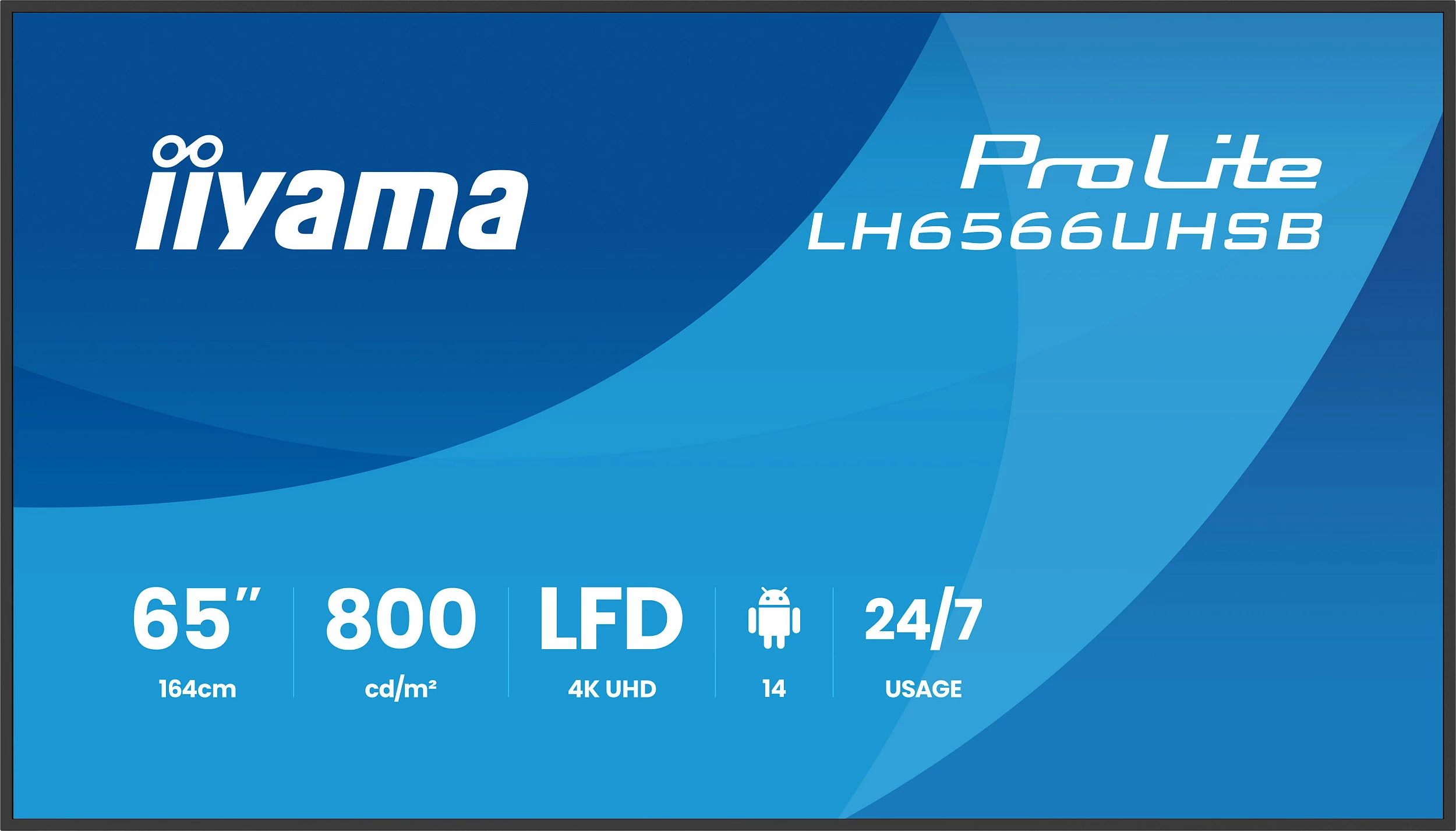 Ekran digital signage iiyama ProLite LH6566UHSB-B1AG, 65" 4K UHD, Android 14, 800 cd/m², Wi‑Fi, i zi