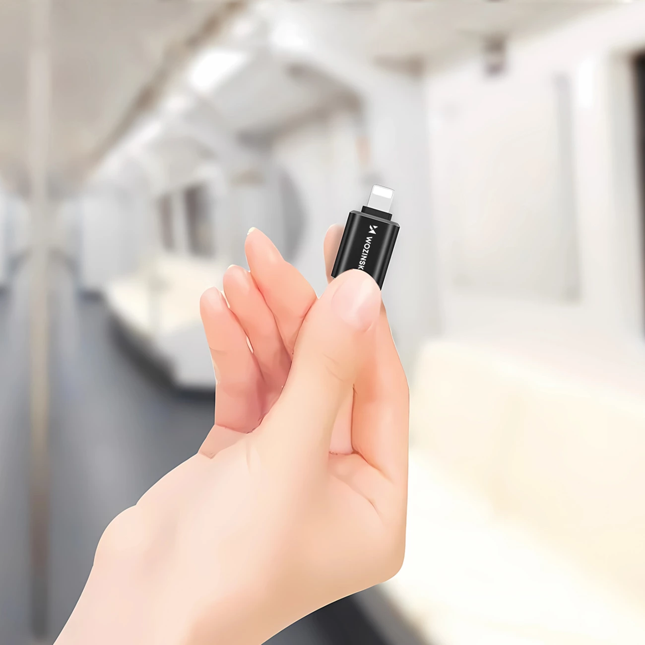 Adapter Lightning në USB-C, Wozinsky WALC-01, karikim i shpejtë dhe sinkronizim, trup alumini, e zezë