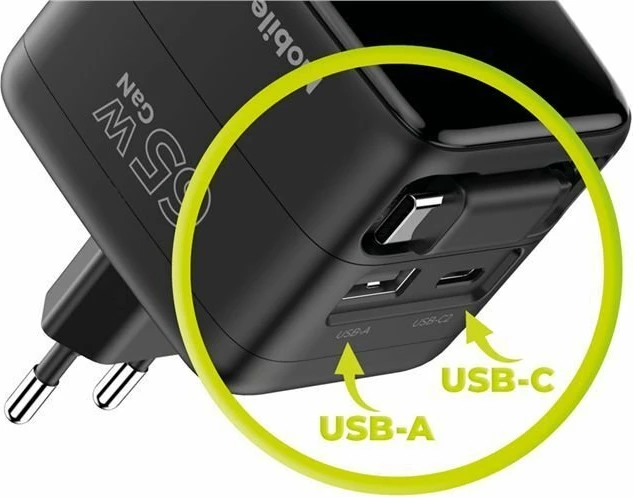Karikues Mobile Origin PW3 (MO-65WDCH-PW3) 65W GaN, TFT display, 1x USB-A + 1x USB-C, kabllo USB-C e integrume, i zi