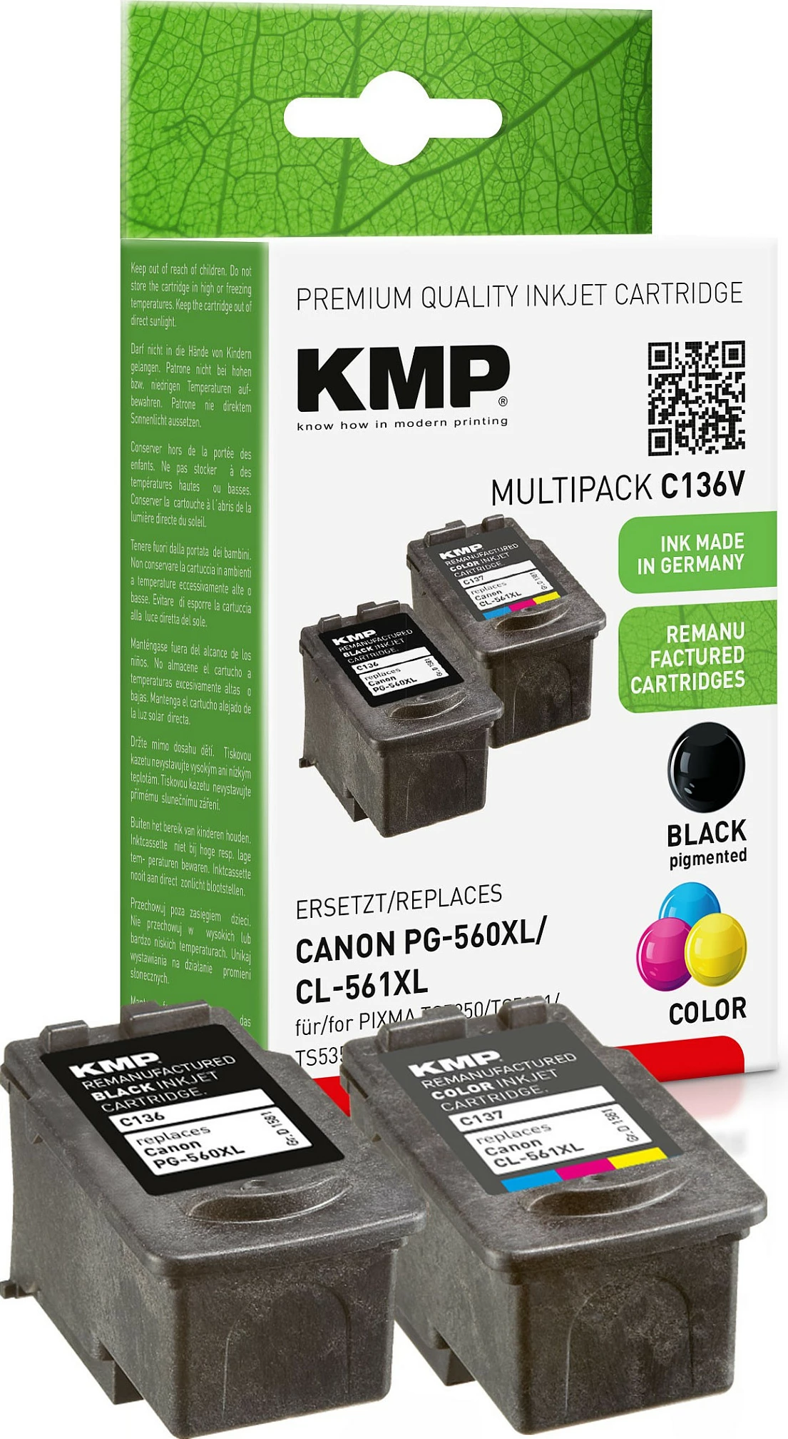 Kartridha boje KMP C136V, kompatibile Canon PG-560XL/CL-561XL, XL, e zezë/ngjyra