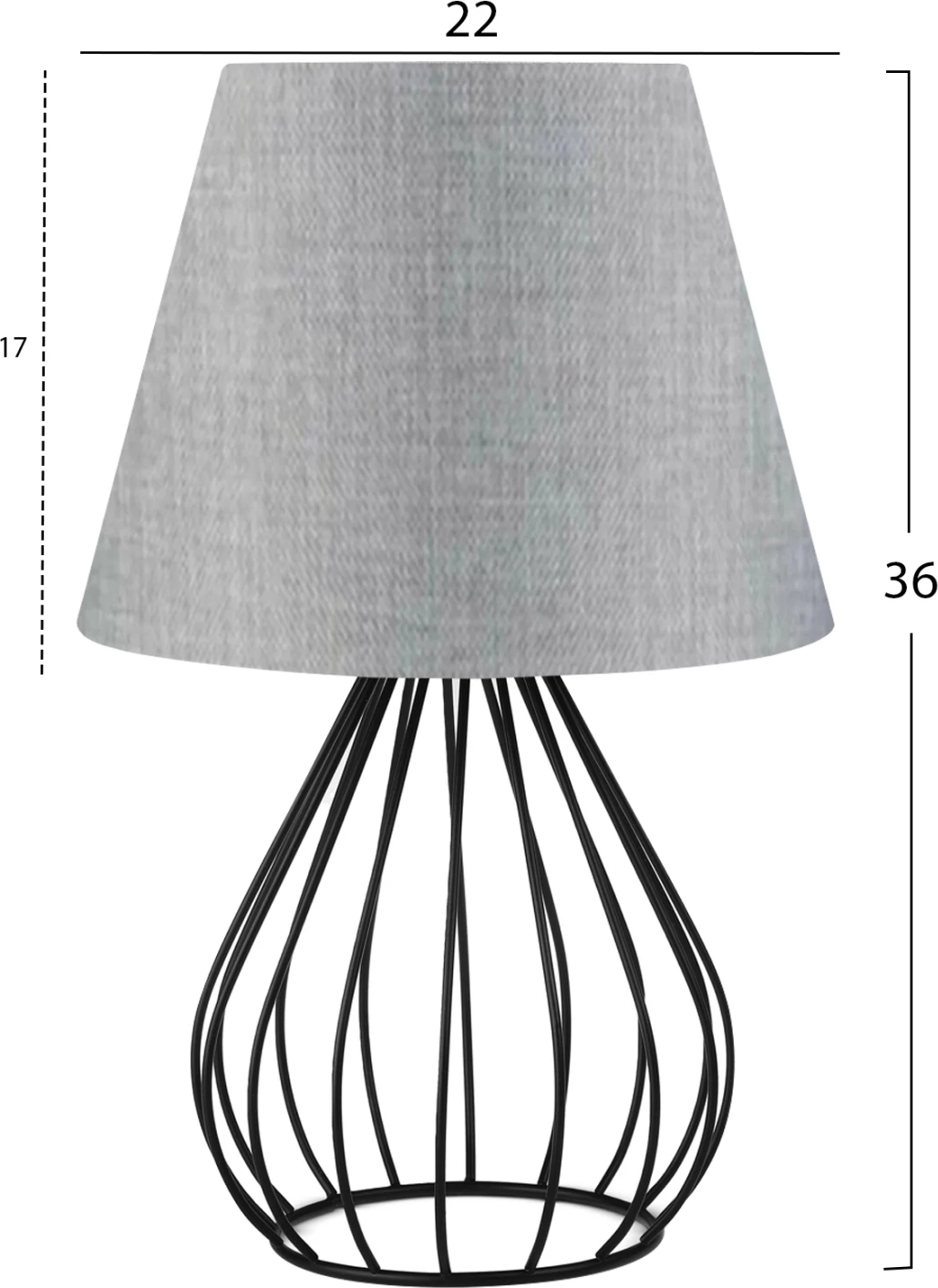 Llambë tavoline, trup metalik i zi, kapak ngjyrë gri e lehtë, FH7604.02