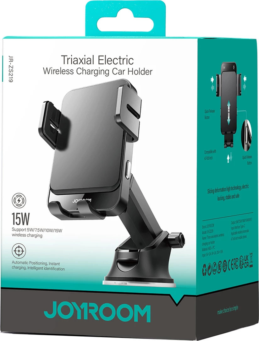 Mbajtës elektrik telefoni Joyroom JR-ZS219 me karikues wireless 15W, i zi