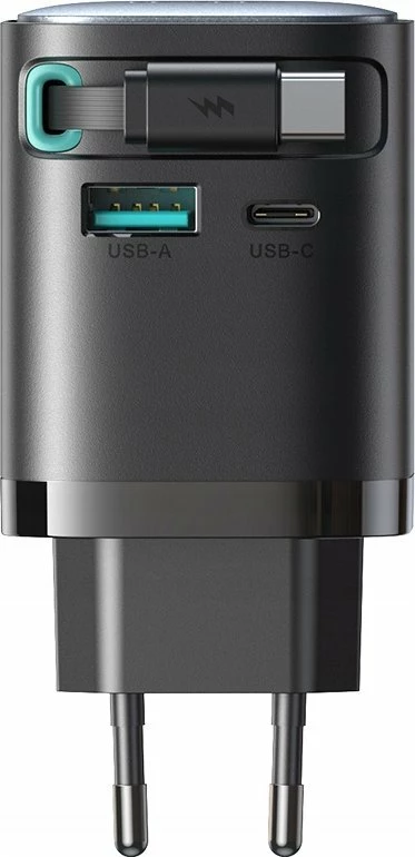 Karikues Joyroom JR-TCL02 65W, 1x USB-A + 2x USB-C, kabllo e integrume USB-C 0.7 m, GaN 3.0, i zi