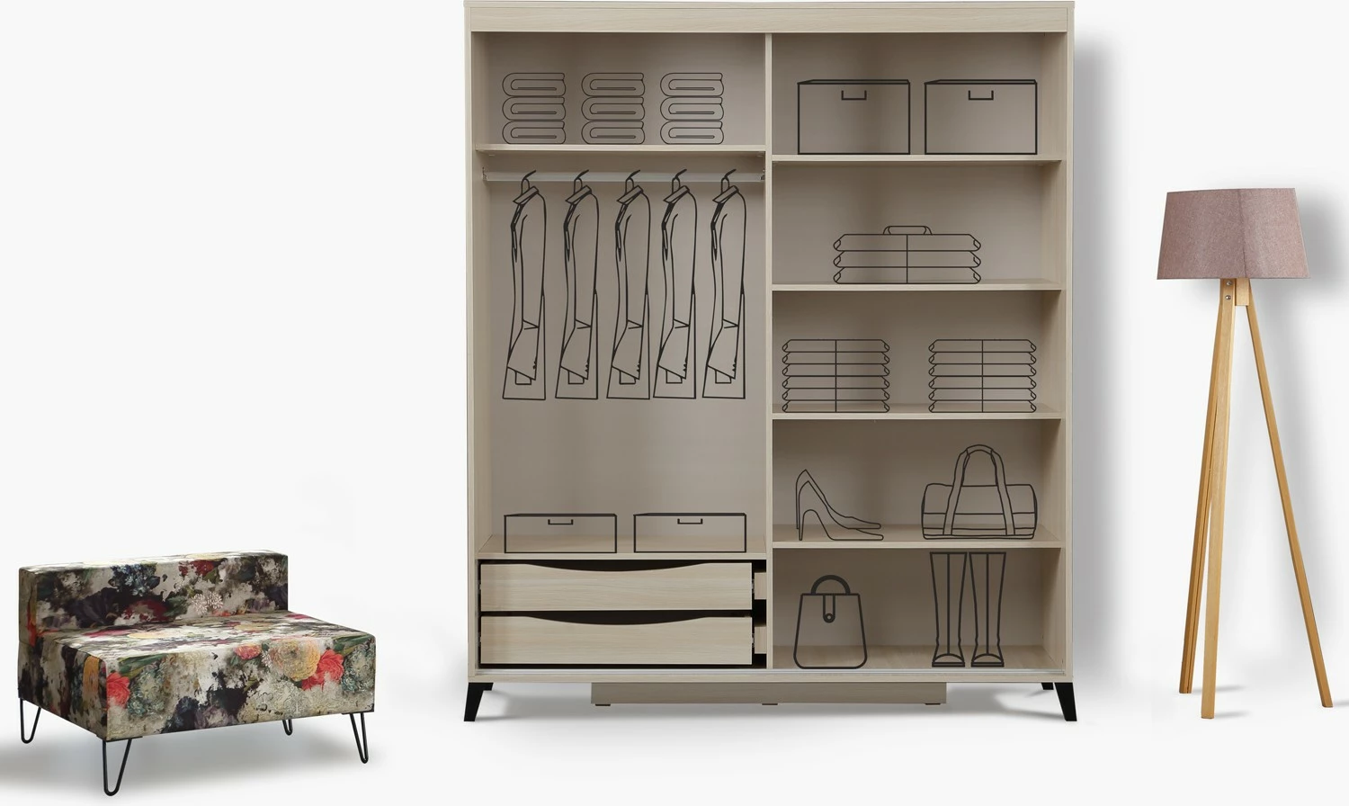 Dollap rrobash Skye Decor, ngjyrë lisi, Pasific Home Fuga 160