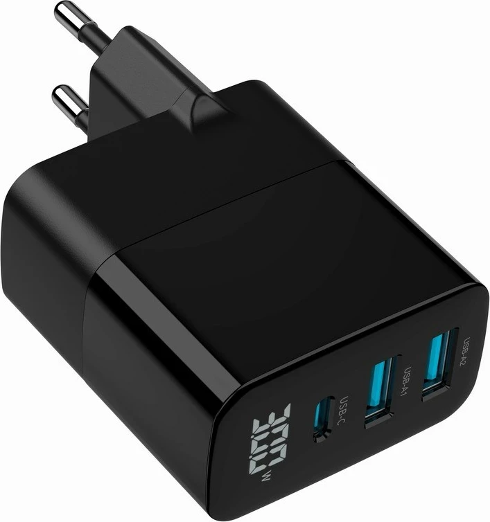 Karikues universal Gembird TA-UC-PDQC30LCD-BK-02 me ekran LCD, 30W, i zi