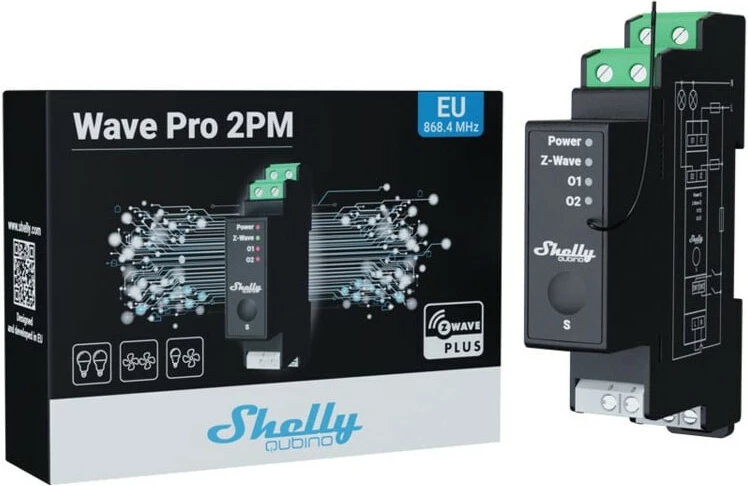 Smart rele Shelly Qubino Wave Pro 2PM, 2 kanale, Plastikë, E zezë