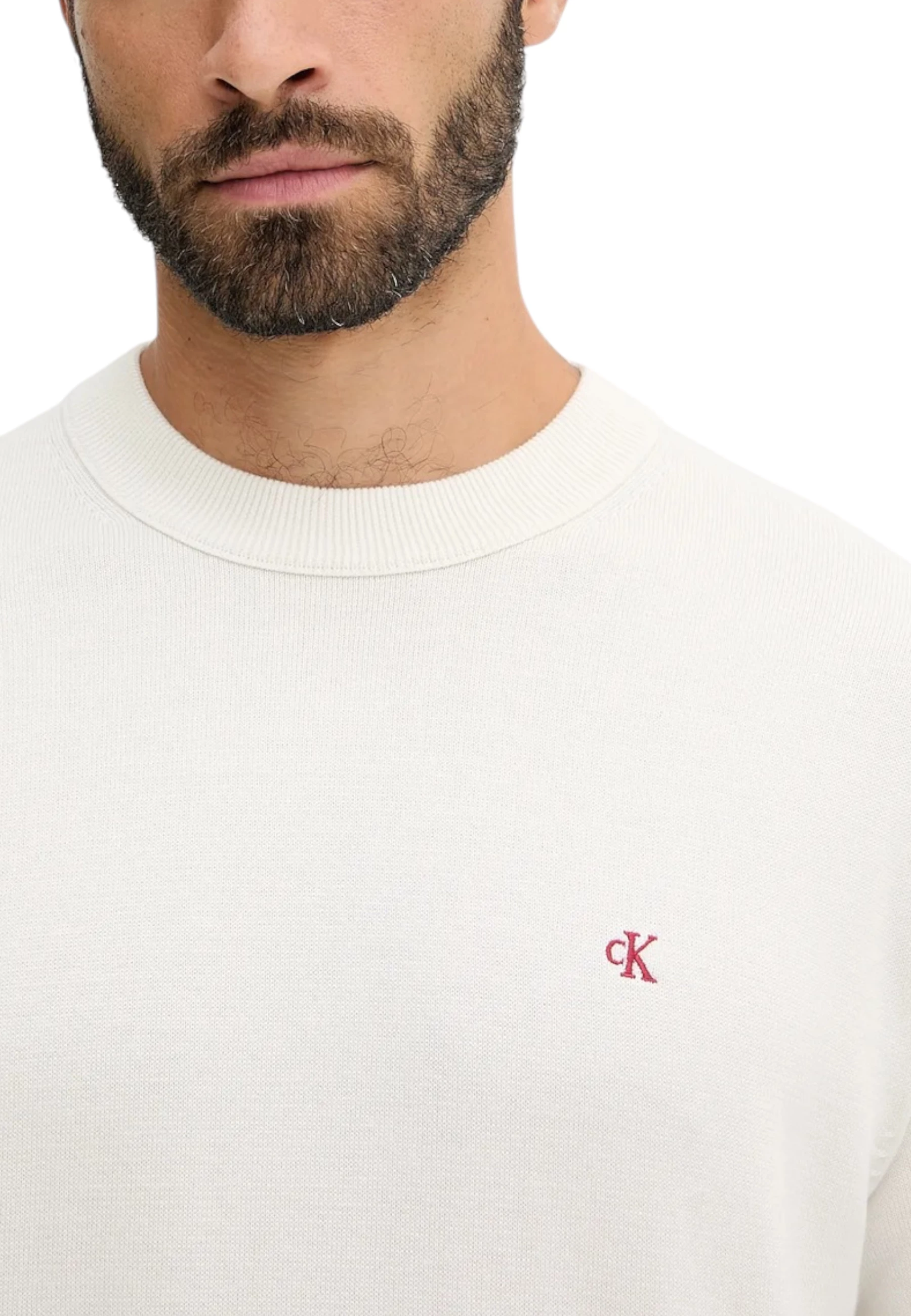 Xhemper për meshkuj Calvin Klein Jeans LS EZ Cotton Crewneck LV04RC309G, krem [Madhësia: XS]
