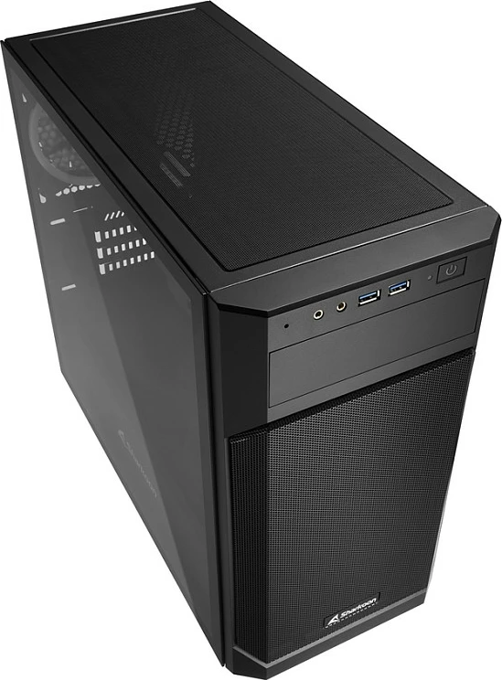 Kasë Sharkoon V1000 RGB, Micro Tower, micro ATX/Mini-ITX, e zezë, me ndriçim RGB