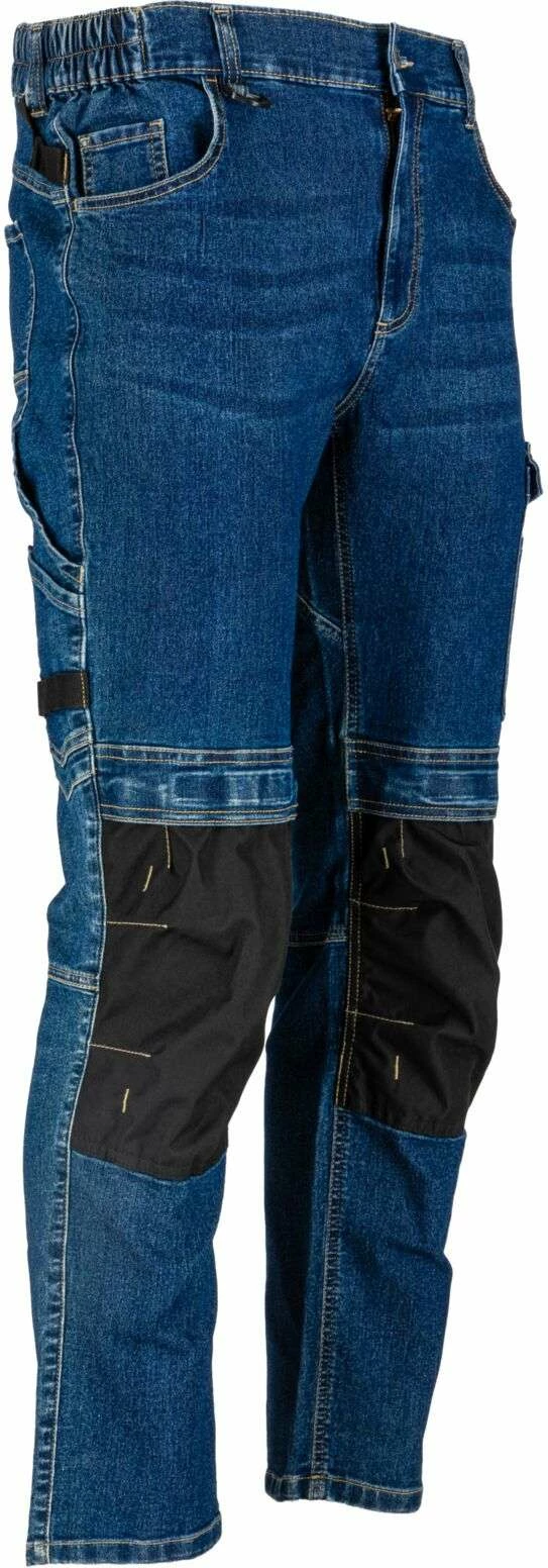 Pantallona xhins pune Lahti Pro L40550, slim fit stretch 280 g, madhësia M, të përforcuara, blu e errët