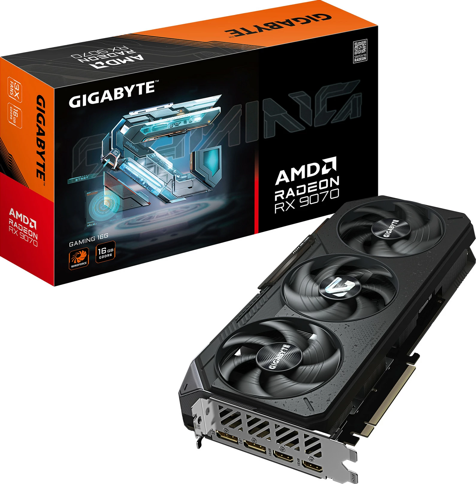 Kartelë grafike Gigabyte Radeon RX 9070 GAMING 16GB, GDDR6 256-bit, PCIe 5.0, e zezë
