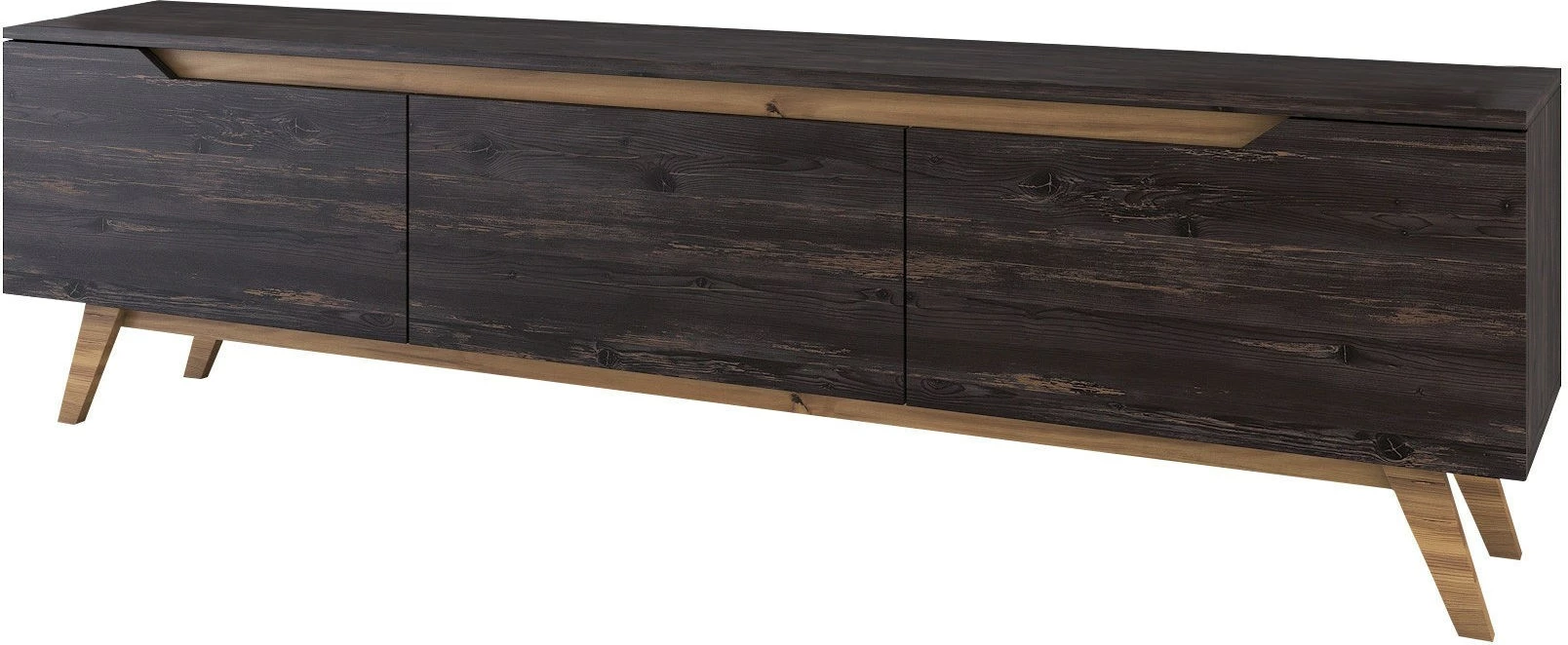 Komodë TV Skye Decor, D1 - 1009, ngjyrë e zezë dhe arre
