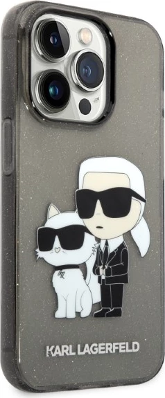Mbështjellës Karl Lagerfeld Karl&Choupette për iPhone 14 Pro Max, i zi