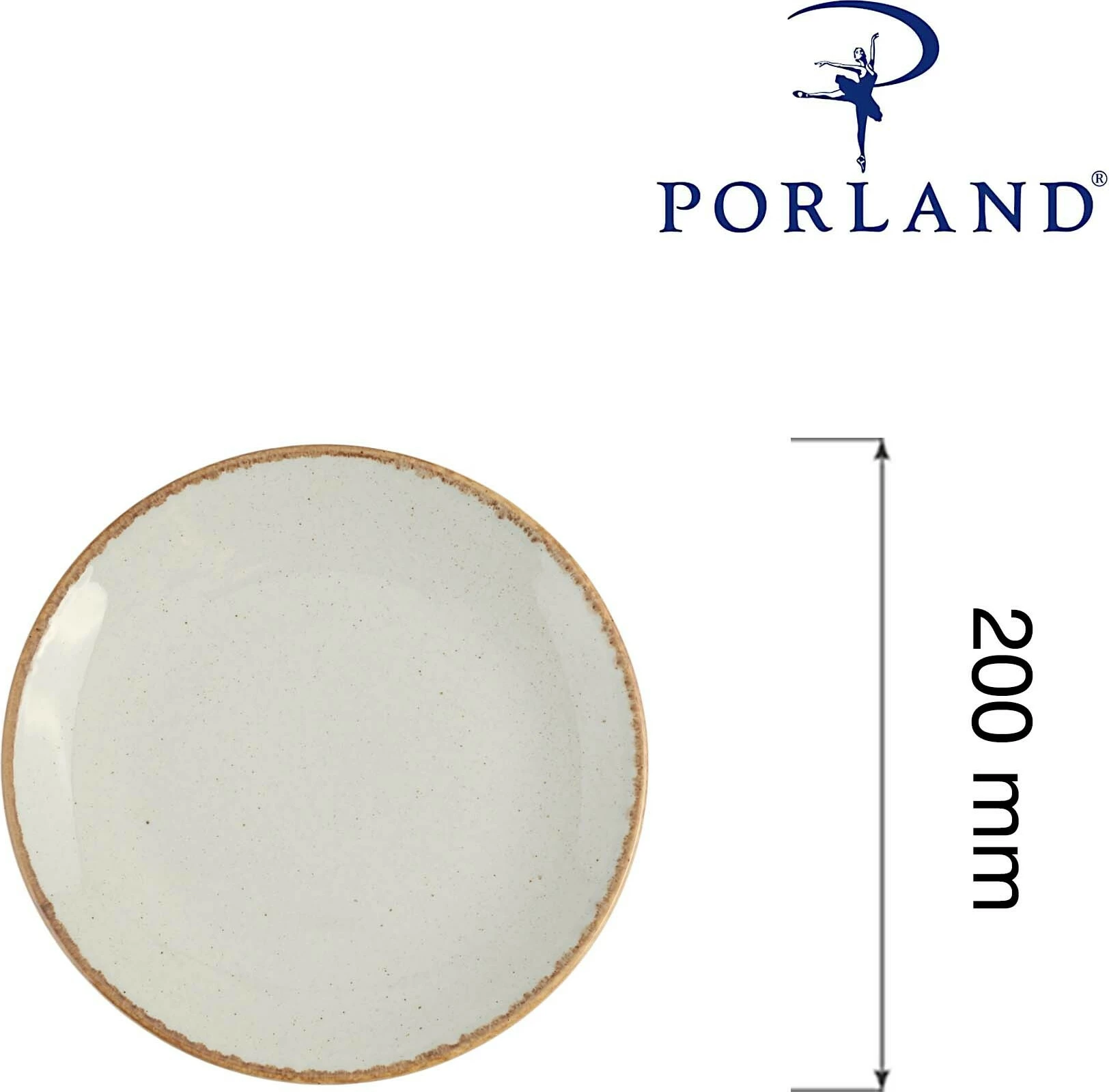 Pjatë e cekët porcelani Porland Seasons Ashen 20 cm, gri e çelët, set 6 copë