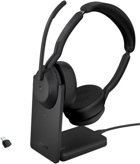 Kufje me mikrofon Jabra Evolve2 55 MS Stereo 25599-999-889 on-ear, wireless 30m, kabllo 1m, të zeza