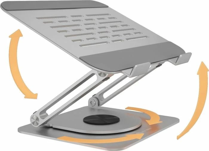 Stativ laptopi ICYBOX IB-NH300-R, deri 17\", rregullueshëm, rrotullim 360°, alumini, argjendtë