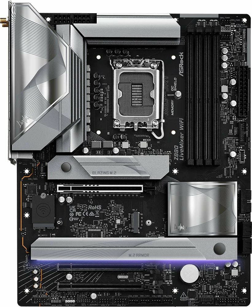 Pllakë amë ASRock Z890 LiveMixer WiFi ATX, DDR5 deri 256GB, Wi‑Fi 7, Thunderbolt 4, 2.5Gb LAN (me 2 antena WiFi, 2 kabllo SATA)