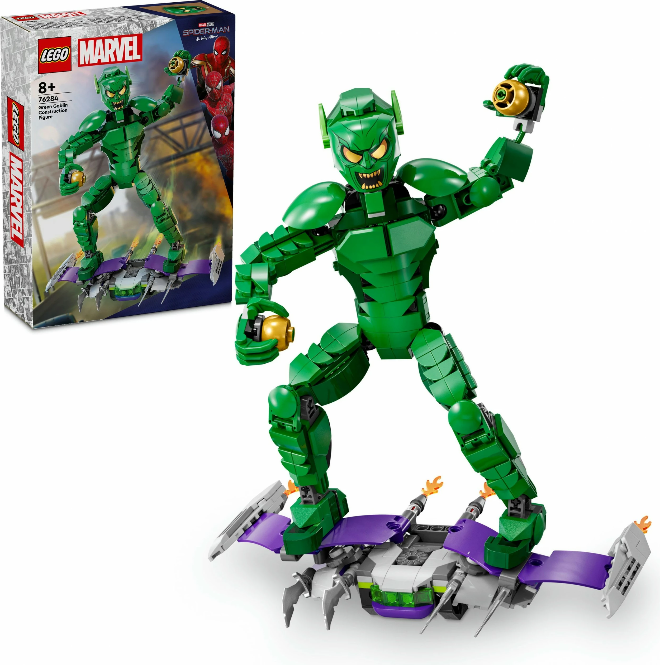 Set ndërtimi LEGO Marvel Green Goblin 76284, figurë ndërtuese, shumëngjyrëshe