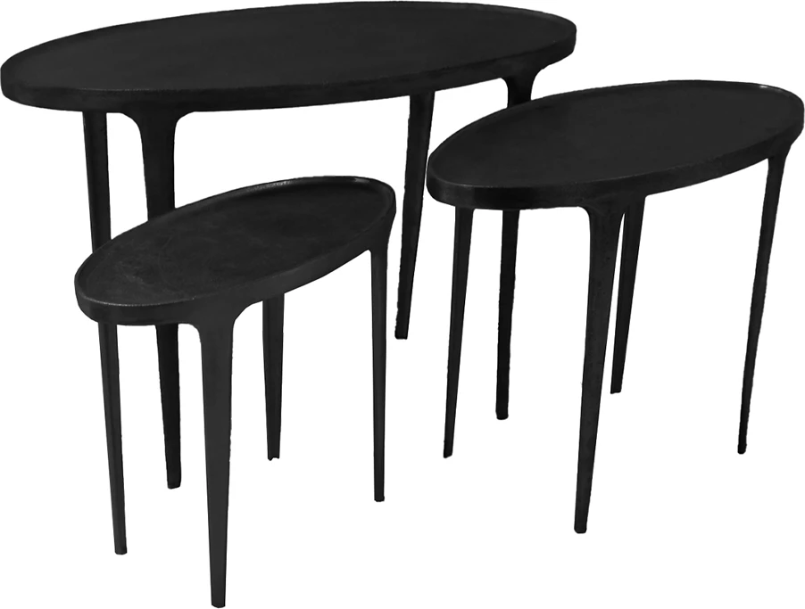 Set tavolinash kafeje LANDING, 3 copë, ngjyrë e zezë, 89x41x61.5