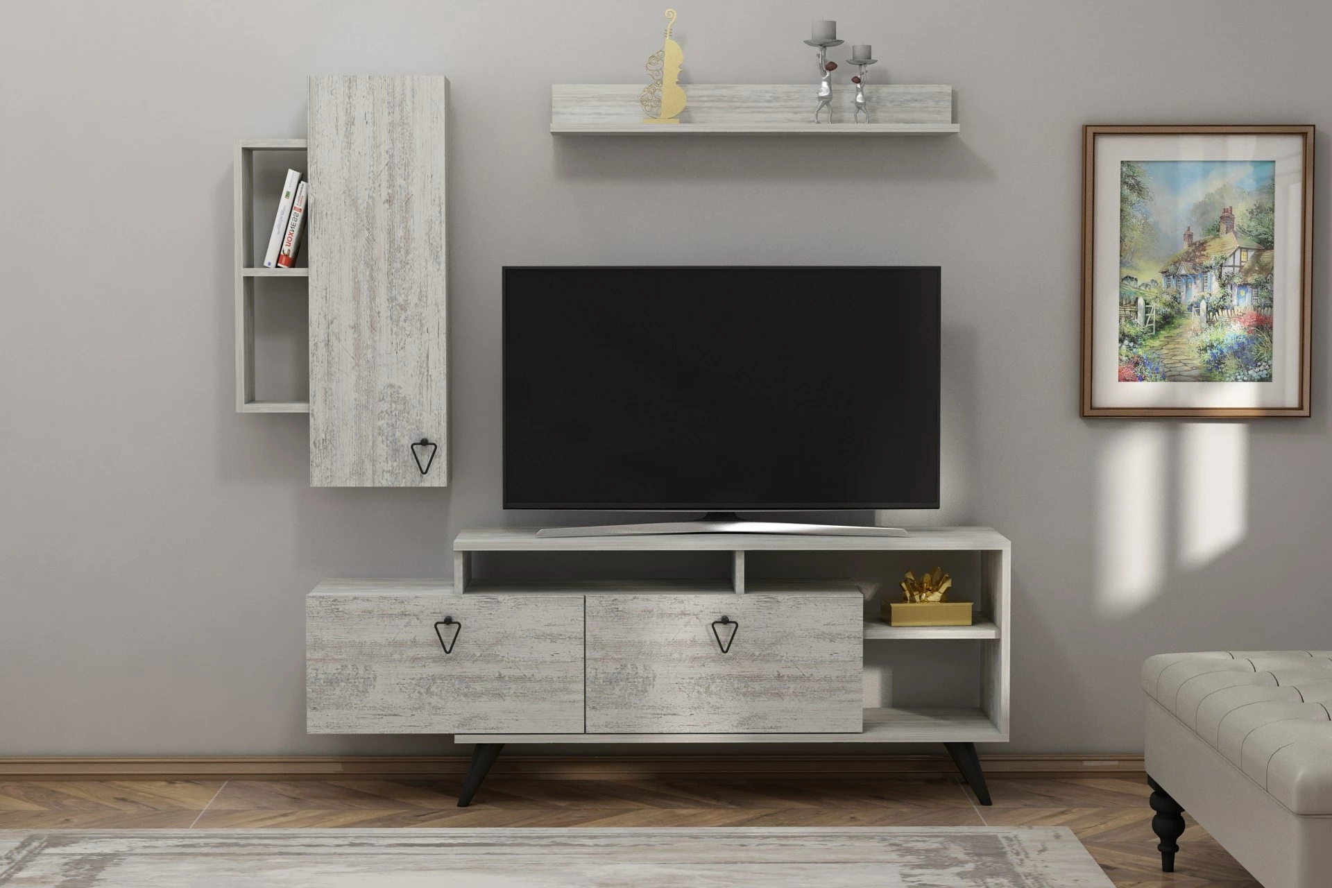 Komodë TV Hanah Home, Clara, ngjyrë gri