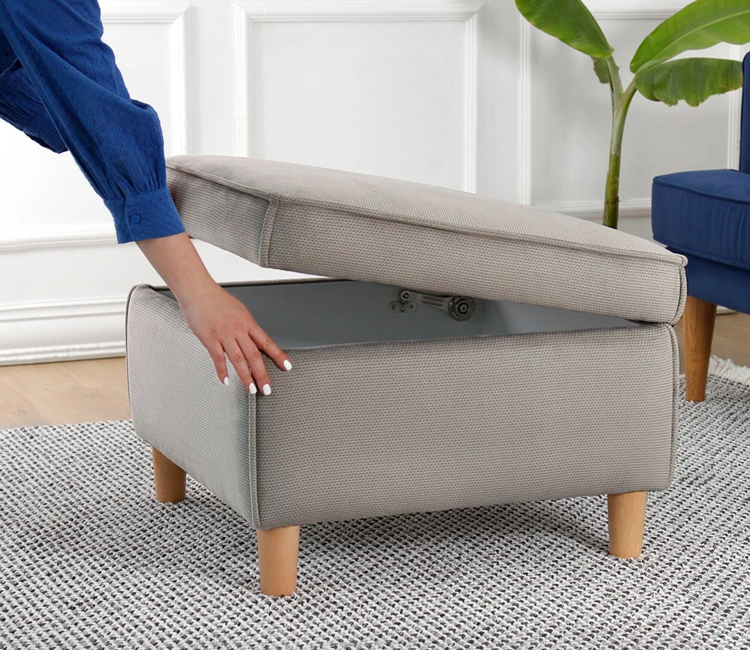 Puf Atelier del Sofa, kafe, 100% pambuk, këmbë druri ahu, me hapësirë ruajtëse