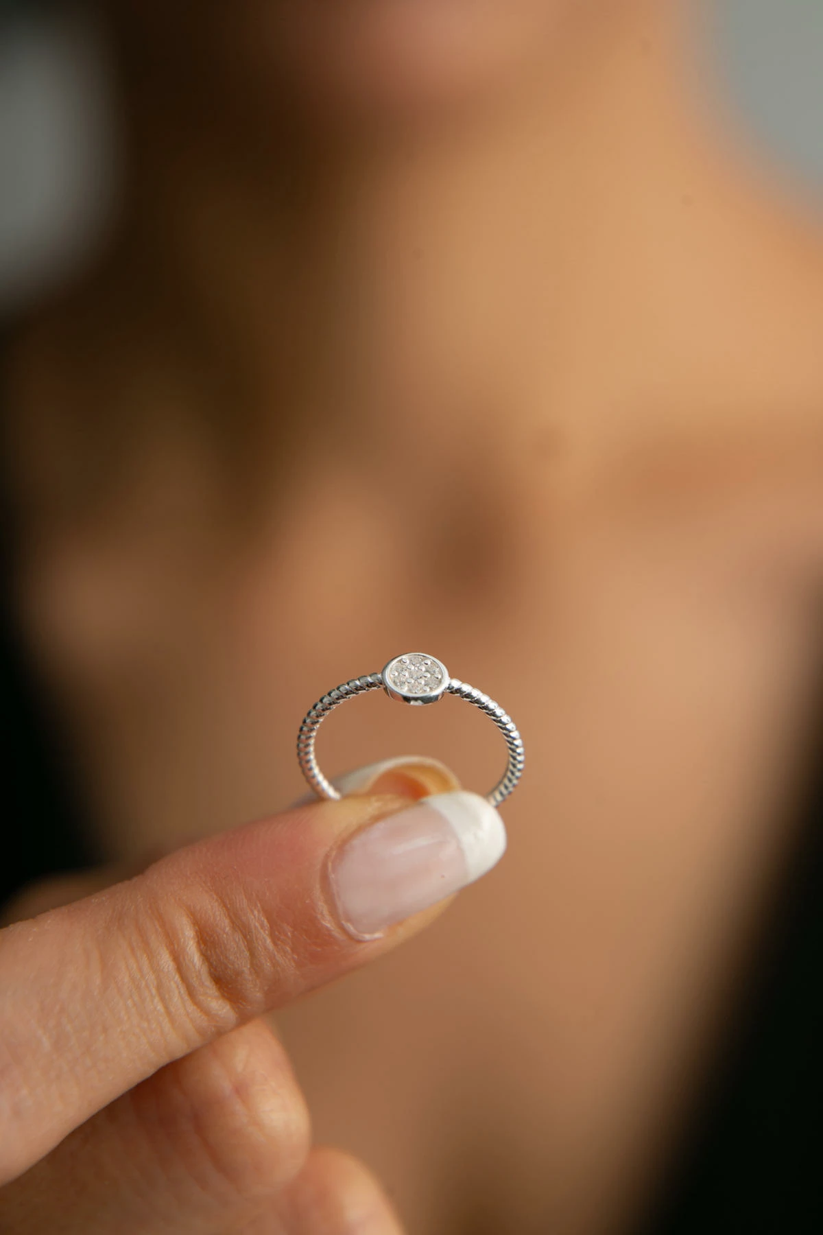 Unazë argjendi Elika Silver, e rregullueshme, gur zirkoni, FA182287