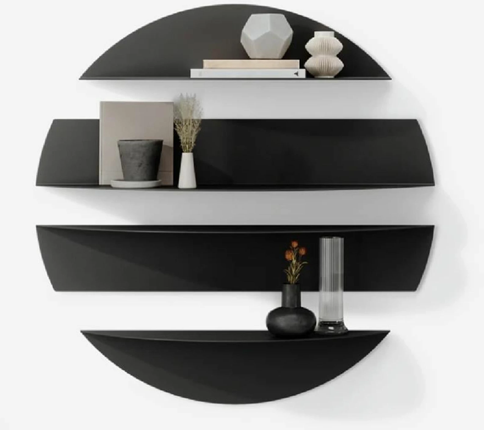 Raft dekorativ metalik për mur, ngjyrë e zezë, Skye Decor, Vlnt118Syh