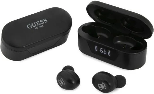 Kufje TWS Guess GUTWST31EK me Bluetooth 5.0 dhe docking station, të zeza