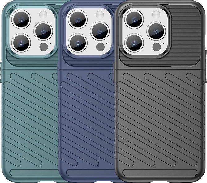 Mbështjellës Hurtel Thunder Case për iPhone 15 Pro, TPU, i zi