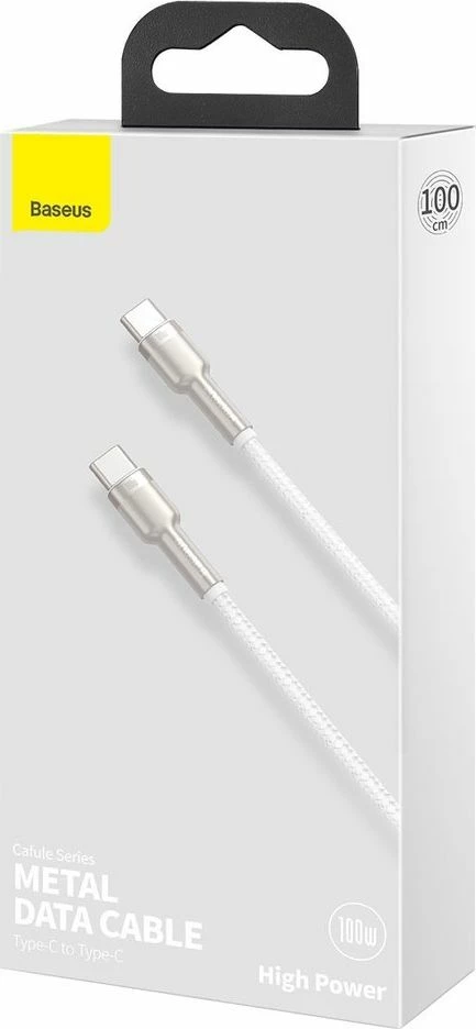 Kabllo USB-C në USB-C Baseus Power Delivery 100W, 1 m, USB 2.0, e bardhë