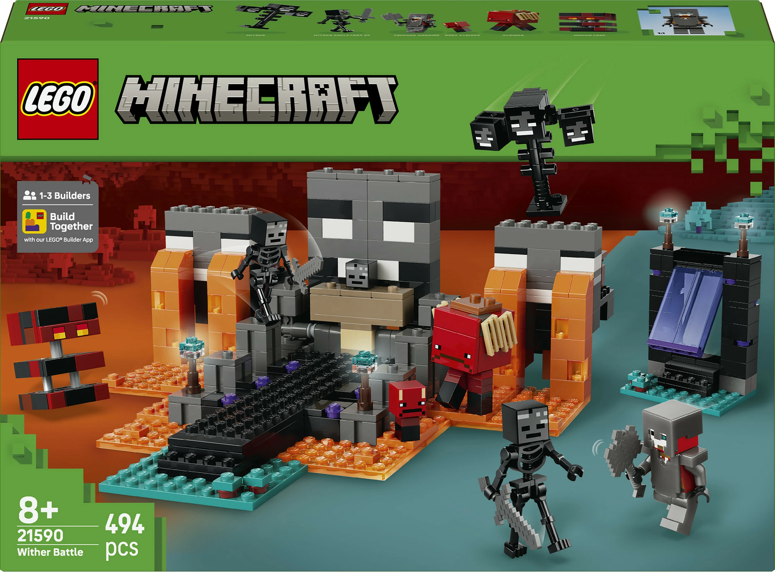 Set ndërtimi LEGO Minecraft Wither Battle 21590, 494 copë, 7 figura, shumëngjyrësh