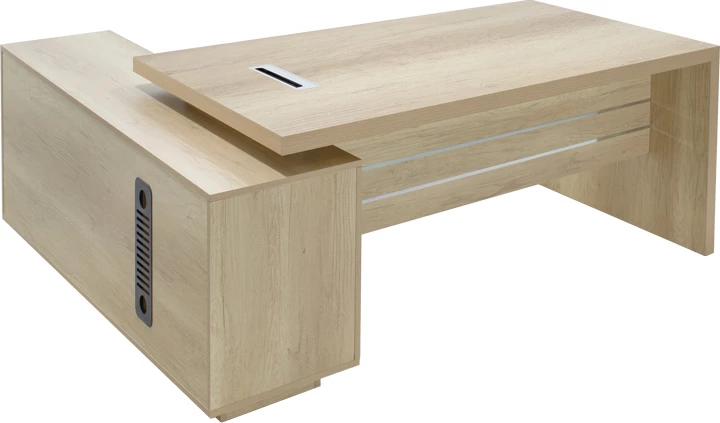 Tavolinë pune profesionale Amazon, këndore, ngjyrë natyrale, 200x170x75 cm