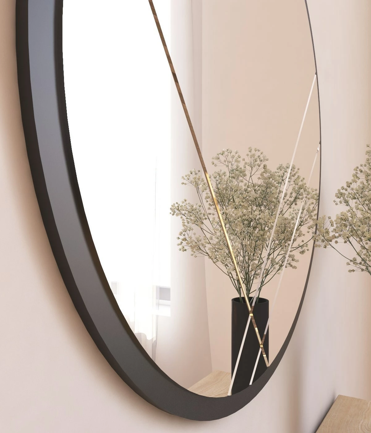 Pasqyrë e rrumbullakët, kornizë e zezë, Skye Decor, Gabel