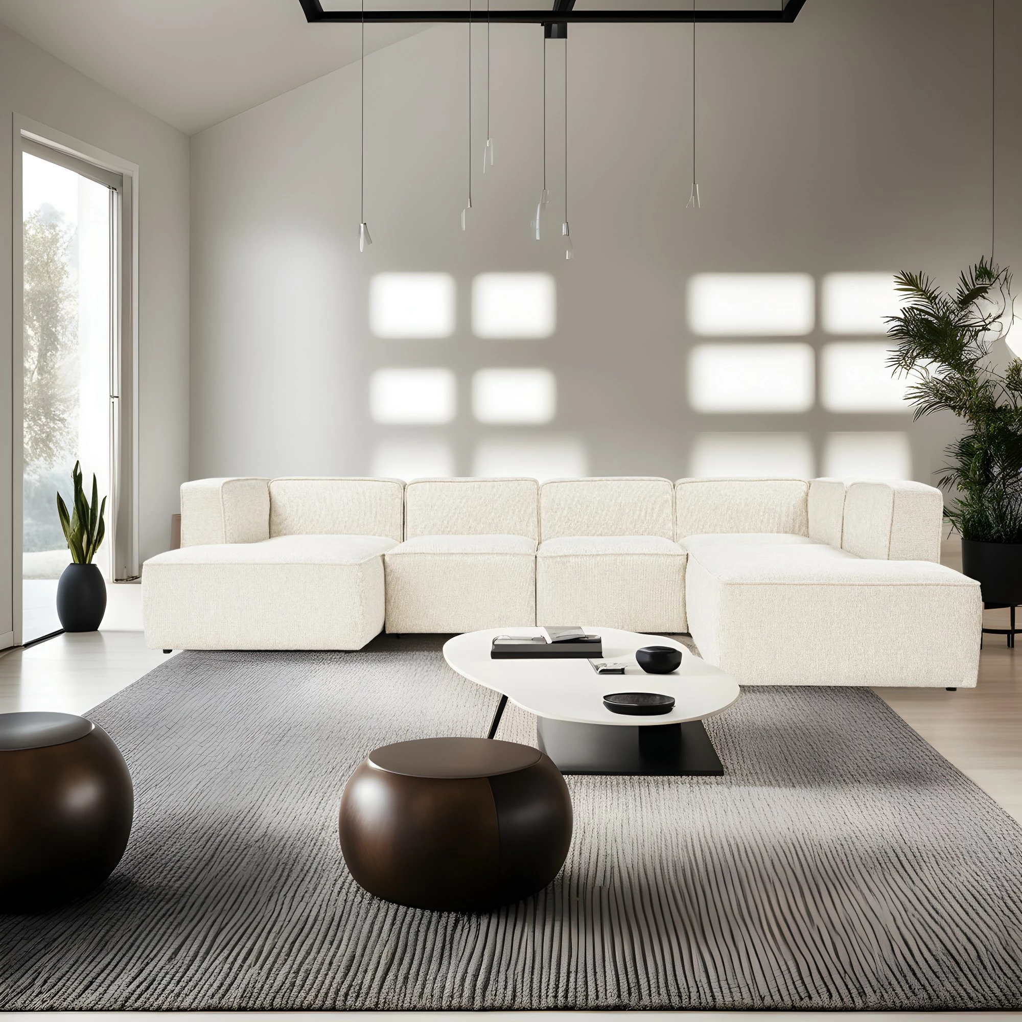 Këndore Atelier del Sofa More M (M5-M1-M1-M2-M3), krem